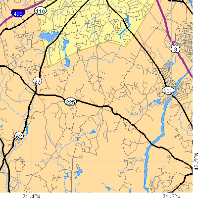 Zip code 01741 close-up map