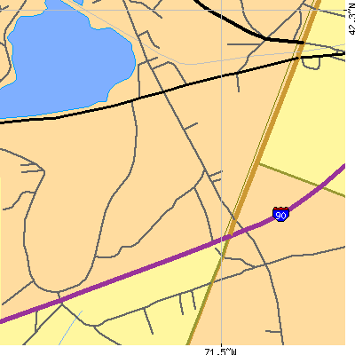 Zip code 01745 close-up map