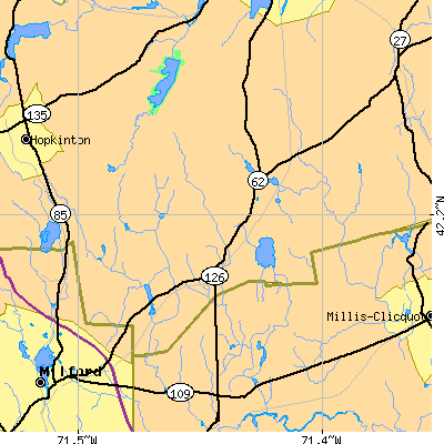 Zip code 01746 close-up map