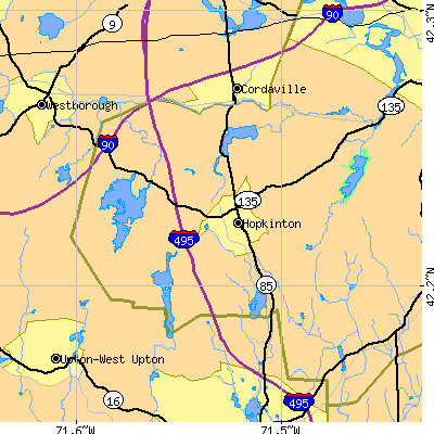Zip code 01748 close-up map
