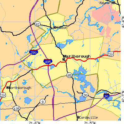 Zip code 01752 close-up map