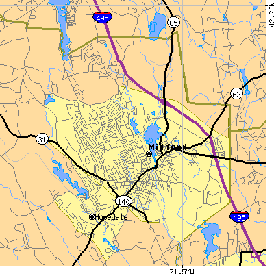 Zip code 01757 close-up map