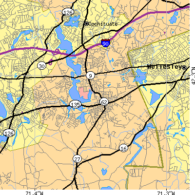 Zip code 01760 close-up map