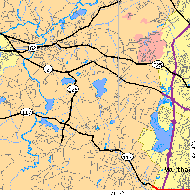 Zip code 01773 close-up map