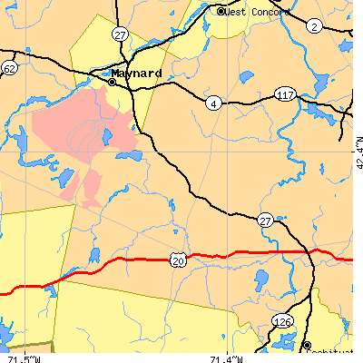 Zip code 01776 close-up map