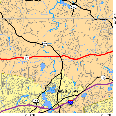 Zip code 01778 close-up map