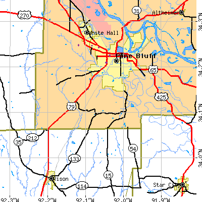 Zip code 71603 close-up map