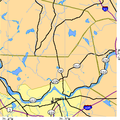 Zip code 01826 close-up map