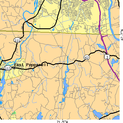 Zip code 01827 close-up map