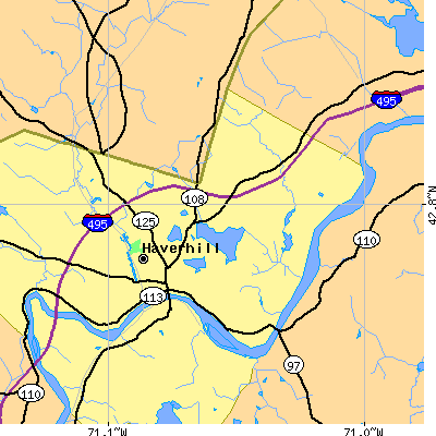 Zip code 01830 close-up map