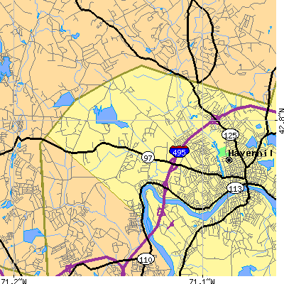 Zip code 01832 close-up map