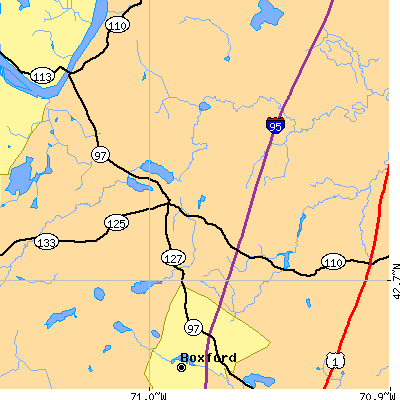 Zip code 01833 close-up map