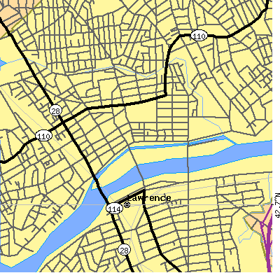 Zip code 01840 close-up map