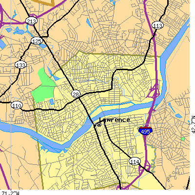 Zip code 01841 close-up map