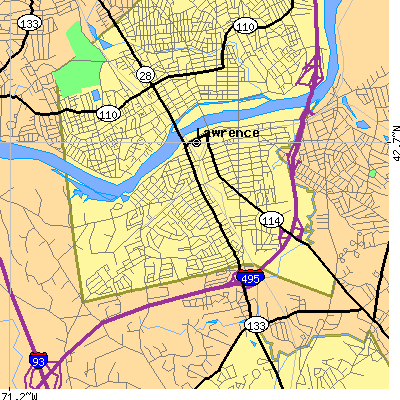 Zip code 01843 close-up map