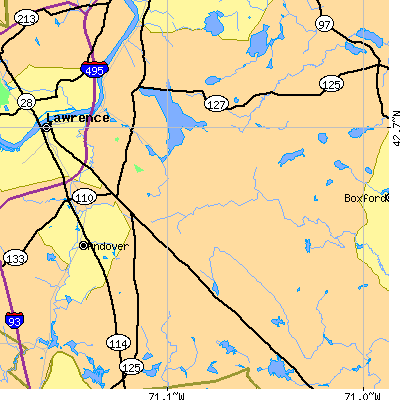 Zip code 01845 close-up map
