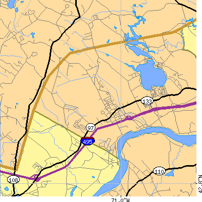 Zip code 01860 close-up map