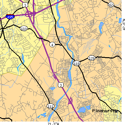 Zip code 01862 close-up map