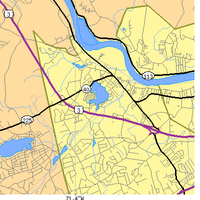 Zip code 01863 close-up map