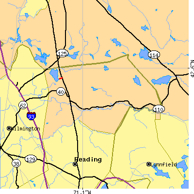 Zip code 01864 close-up map
