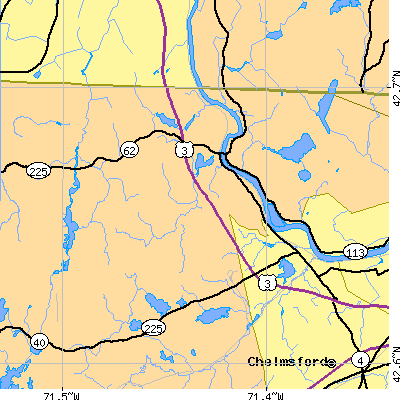 Zip code 01879 close-up map