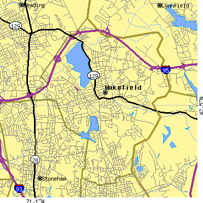 Zip code 01880 close-up map