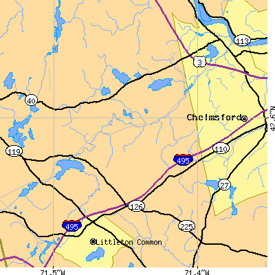 Zip code 01886 close-up map