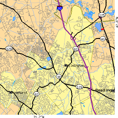 Zip code 01887 close-up map