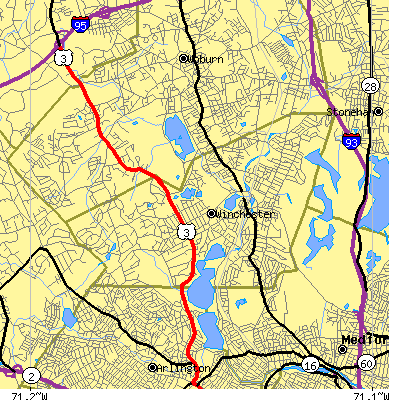 Zip code 01890 close-up map