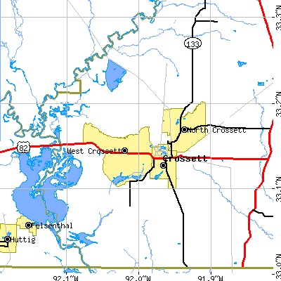 Zip code 71635 close-up map