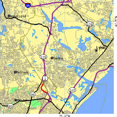 Zip code 01906 close-up map
