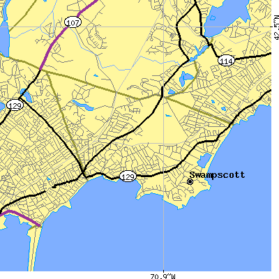 Zip code 01907 close-up map