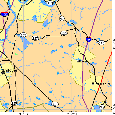 Zip code 01921 close-up map