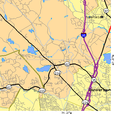 Zip code 01949 close-up map