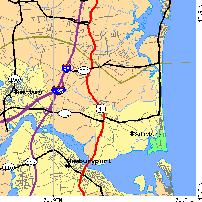 Zip code 01952 close-up map