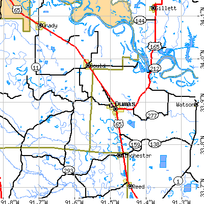 Zip code 71639 close-up map