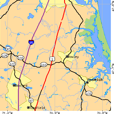 Zip code 01969 close-up map