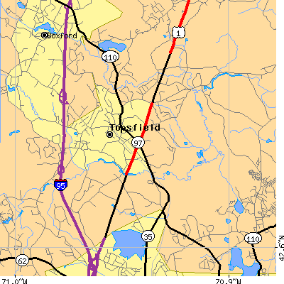 Zip code 01983 close-up map