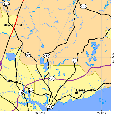 Zip code 01984 close-up map