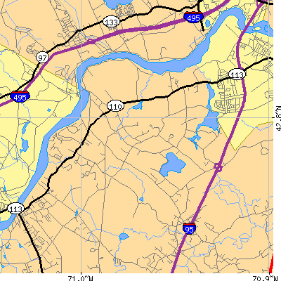 Zip code 01985 close-up map