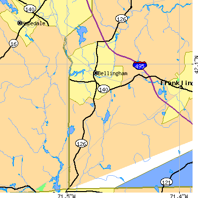 Zip code 02019 close-up map