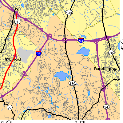 Zip code 02021 close-up map