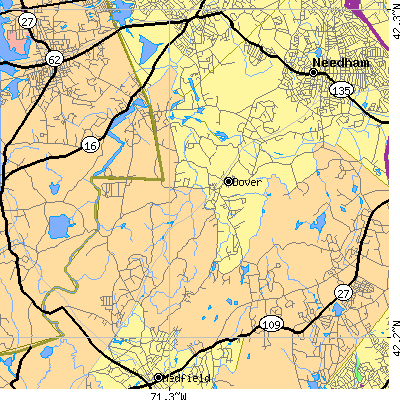 Zip code 02030 close-up map