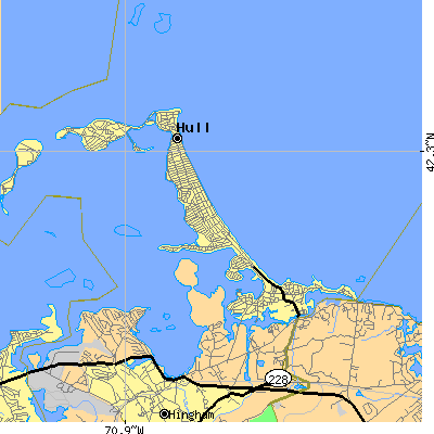 Zip code 02045 close-up map