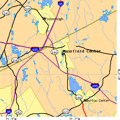 Zip code 02048 close-up map