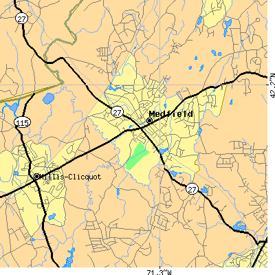 Zip code 02052 close-up map