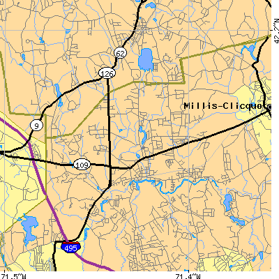 Zip code 02053 close-up map