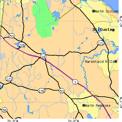 Zip code 02061 close-up map