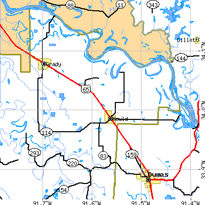 Zip code 71643 close-up map