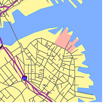 Zip code 02109 close-up map